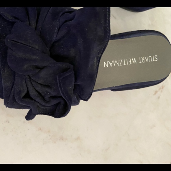 Stuart Weitzman Giftwrap Navy Slides | 7 - Picture 4 of 6